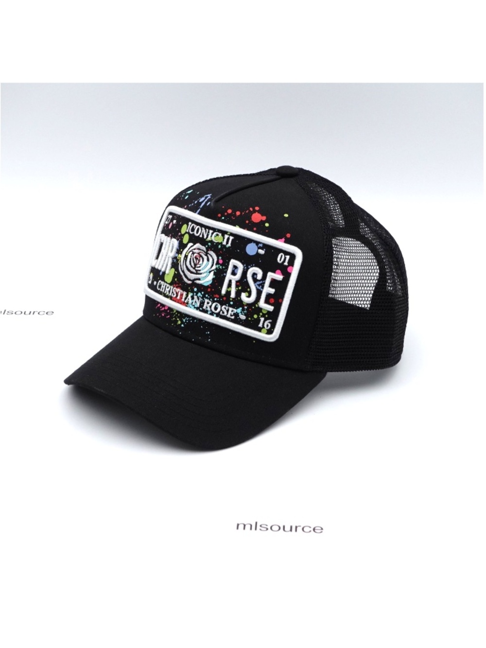 NEW Christian Rose Unisex Iconic II Plate Trucker Snapback Cap CR004BPS Black/Mu